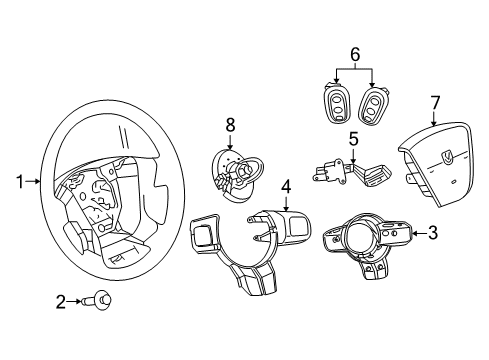 2017 Jeep Compass Steering Column, Steering Wheel & Trim Wheel-Steering Diagram for 1TT66XDVAE