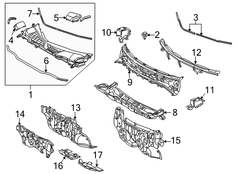 2014 Lexus RX450h Cowl Cushion, Instrument Panel, NO.2 Diagram for 553560E010