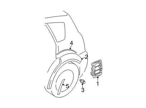 2005 Pontiac Vibe Exterior Trim - Quarter Panel Protector Diagram for 88972313