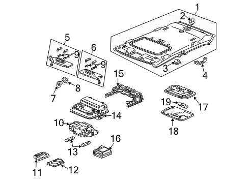 2007 Honda Accord Interior Trim - Roof Sunvisor Assembly, Passenger Side (Clear Gray) (Mirror) Diagram for 83230SDRA02ZA