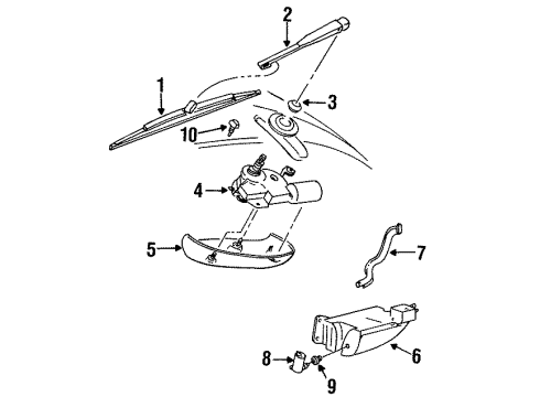 1997 Ford Taurus Wiper & Washer Components Pivot Assembly Diagram for 4F1Z17566BA