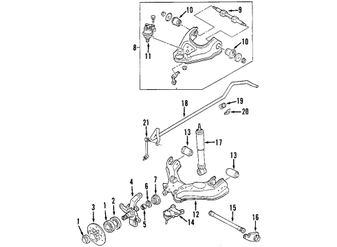 2001 Isuzu Rodeo Front Suspension Components, Lower Control Arm, Upper Control Arm, Ride Control, Stabilizer Bar Bushing, Rubber Stabilizer Bar Diagram for 8971254640