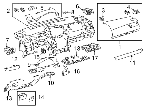 2012 Toyota Camry Cluster & Switches, Instrument Panel Upper Trim Panel Diagram for 5501106010C0