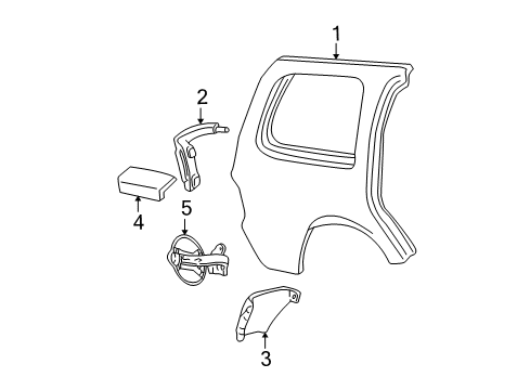 2001 Ford Expedition Quarter Panel & Components Shield Diagram for F75Z78280A02AAA