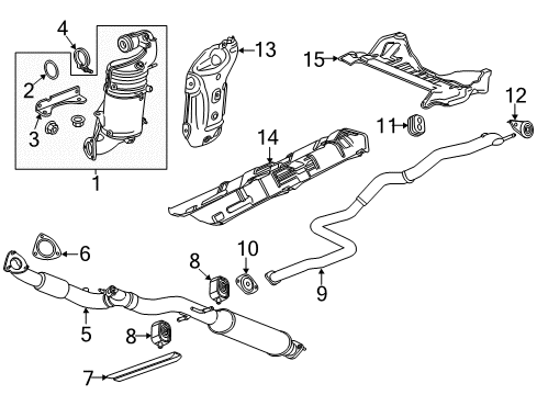 2014 Chevrolet Cruze Exhaust Components Converter & Pipe Gasket Diagram for 13255811