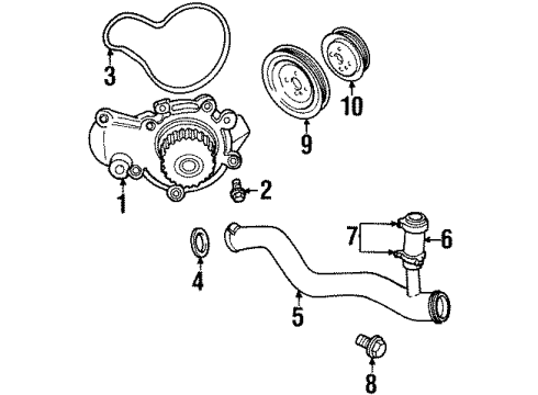 1996 Chrysler Sebring Water Pump O Ring-Water Inlet Tube Diagram for 6503180
