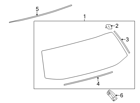2014 Toyota Prius V Lift Gate - Glass & Hardware Channel Diagram for 6488647011