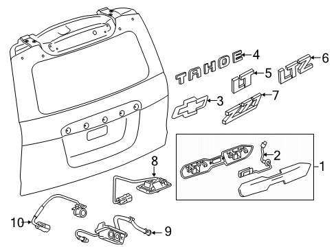 2017 Chevrolet Tahoe Parking Aid Nameplate Diagram for 15825693