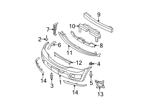 2009 Kia Sorento Front Bumper Front Bumper Grille Diagram for 865613E500