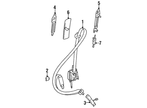 1995 Lexus LS400 Seat Belt Cover, Shoulder Belt Anchor, RH Diagram for 7313550031A1