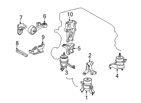 2014 Toyota Camry Engine & Trans Mounting Torque Rod Diagram for 123630V070