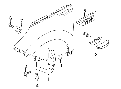 2015 Kia Soul EV Exterior Trim - Fender Guard Assembly-Front Wheel Diagram for 86832B2000