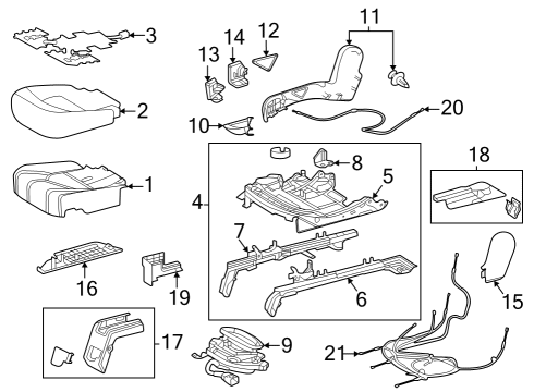 Second Row Seats Inner Bracket Diagram for 721330E020