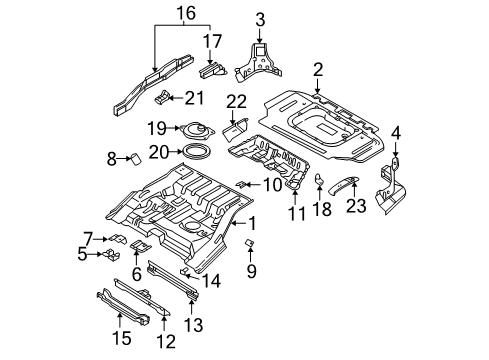 1996 Nissan Pathfinder Rear Body - Floor & Rails Rear Floor Pan Diagram for 745140W731
