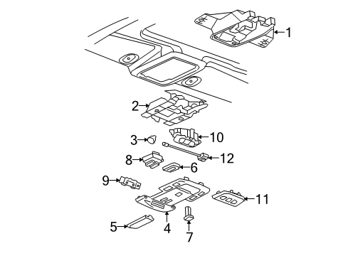 2008 Cadillac DTS Overhead Console Switch Asm-Sun Roof *Light Ttnum Diagram for 10372096