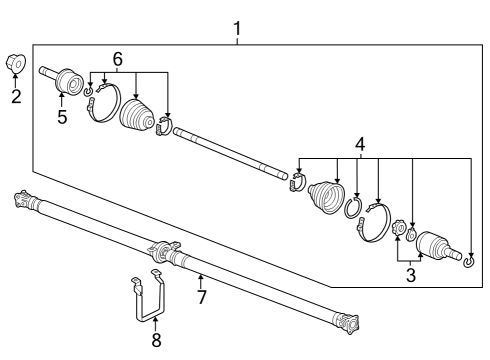 Axle & Differential - Rear Protector, Shaft (No.2) Diagram for 40541TLAA00