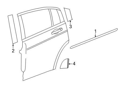 2011 Chrysler 200 Exterior Trim - Rear Door Molding-B Pillar Diagram for 4389930AD
