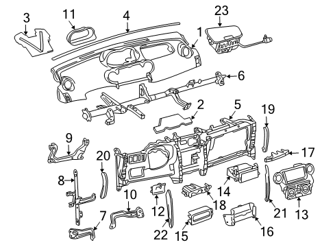 2004 Scion xA Instrument Panel Upper Cover Seal Diagram for 5535552060