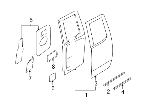 2013 Nissan Titan Rear Door Screen Assembly - Rear Door, LH Diagram for 82865ZT00A