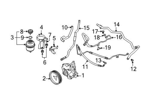 2010 BMW 550i P/S Pump & Hoses, Steering Gear & Linkage Radiator Return Line Diagram for 32416765724