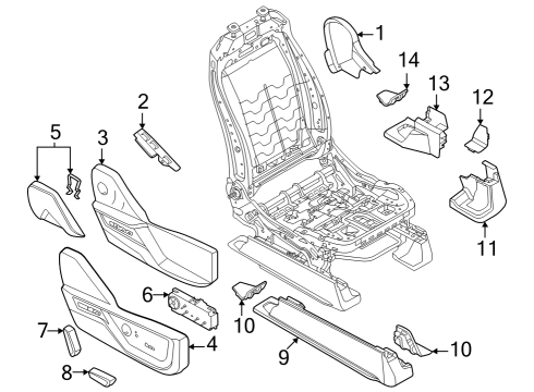 Passenger Seat Components Track Cover Diagram for FL3Z1561748AE
