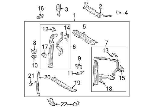 2009 Toyota Highlander Radiator Support Side Support Diagram for 5320348060