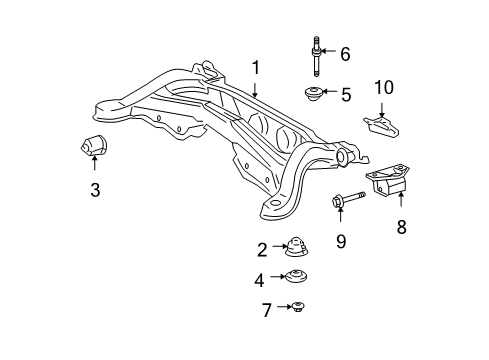 2004 Lexus RX330 Suspension Mounting - Rear Mount Bracket Bushing Diagram for 522750E010
