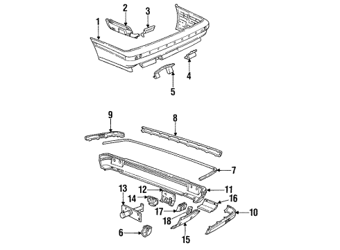 1991 BMW M5 Rear Bumper Cover Diagram for 51718102867