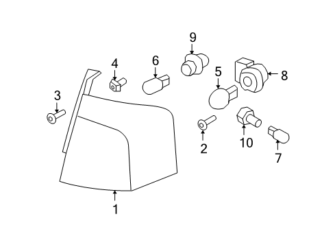 2008 Ford Edge Bulbs Socket & Wire Diagram for YF1Z13411AA