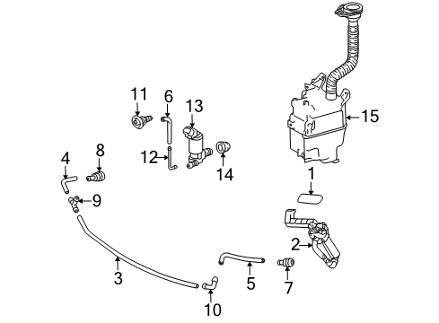 2010 Lexus RX450h Washer Components Hose,HEADLAMP Cleaner Diagram for 8537589133