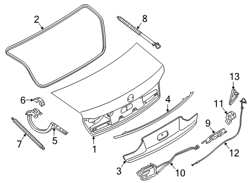 2019 BMW 750i xDrive Trunk TRUNK LID, ALUMINUM Diagram for 41009481034