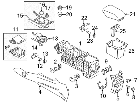 2014 Ford Explorer Console Heater & AC Control Diagram for DA8Z19980F