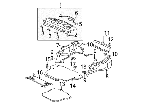 2003 Honda Civic Interior Trim - Rear Body Lining, R. Trunk Side *NH167L* (GRAPHITE BLACK) Diagram for 84601S5PA20ZA