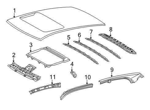 2011 Lexus CT200h Roof & Components Reinforcement, Roof Diagram for 6314276010