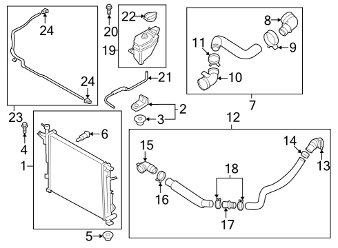 2021 Hyundai Santa Fe Radiator & Components Bracket Assembly-RADIATO Diagram for 25333P2000