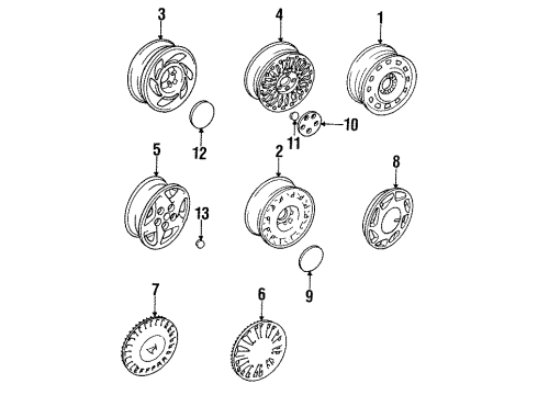 1991 Eagle Premier Wheels, Covers & Trim Cover, Wheel, 14" (Emblem Dodge) (W43), 1990-92 Diagram for 4284938
