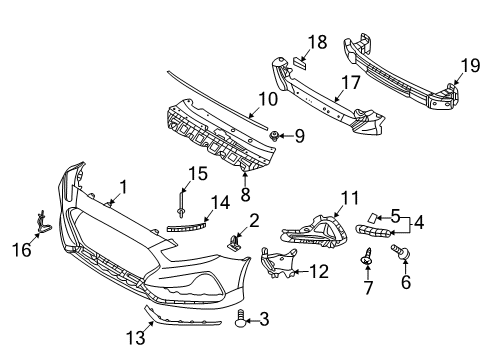 2018 Hyundai Sonata Fog Lamps Absorber-Front Bumper Energy Diagram for 86520E6710