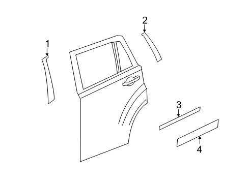 2008 Jeep Patriot Exterior Trim - Rear Door Molding-Rear Door Diagram for 1CH92WS2AB