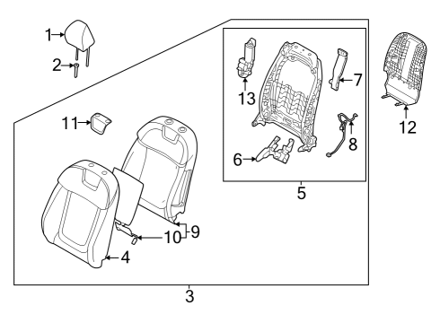 1995 Ford Explorer Driver Seat Components COVERING ASSY-FR BACK, LH Diagram for 88360N9020KIE
