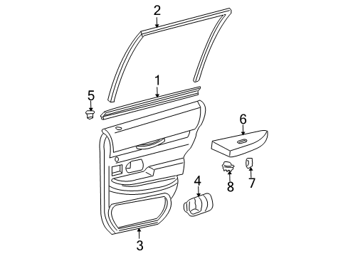 2003 Mercury Marauder Rear Door Belt Weatherstrip Diagram for 6W7Z5425860A