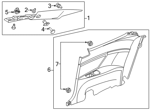 2017 Honda Civic Interior Trim - Quarter Panels Garnish Assy., R. RR. Pillar *NH900L* (DEEP BLACK) Diagram for 84130TBGA02ZA