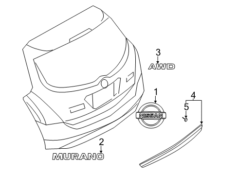 2011 Nissan Murano Exterior Trim - Trunk Lid Clip Diagram for 26398EW00C