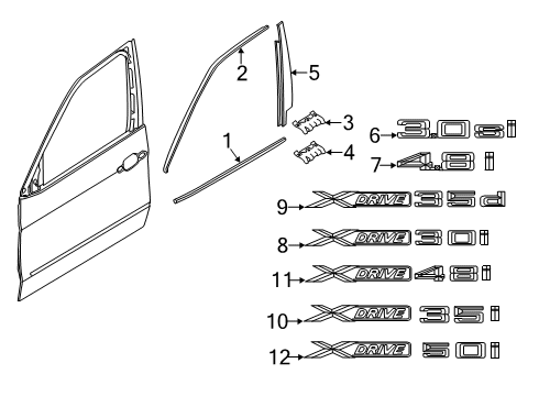 2010 BMW X5 Exterior Trim - Front Door Trim, Window Frame, Top, Door, Front Left Diagram for 51338036777