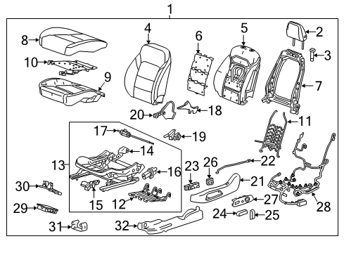 2018 Chevrolet Cruze Driver Seat Components Seat Cushion Pad Diagram for 84149163
