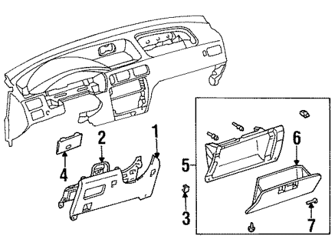 1997 Toyota Paseo Instrument Panel Lower Trim Panel Diagram for 5545916040B1