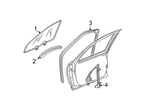 1997 Buick Century Front Door - Glass & Hardware Motor Kit, Front Side Door Window Regulator (RH) Diagram for 88987650