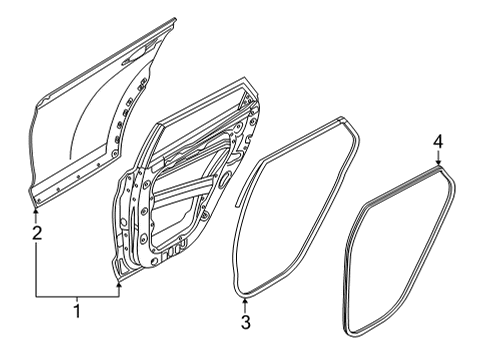 2022 Hyundai Tucson Door & Components W/STRIP ASSY-RR DR SIDE LH Diagram for 83130N9000