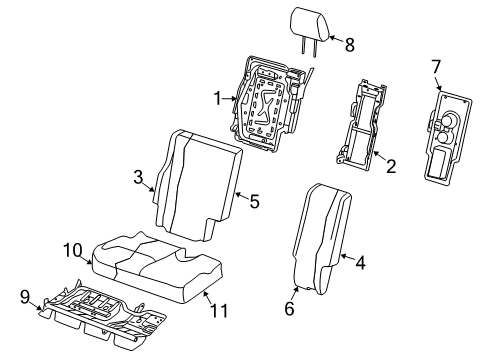2010 Dodge Journey Rear Seat Components Frame-Seat Cushion Diagram for 68044746AA
