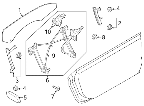 Glass - Door Glass Retainer Diagram for FR3Z63222A00A
