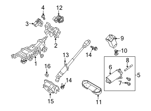2012 Lincoln MKT Steering Column & Wheel, Steering Gear & Linkage Adjust Motor Cover Diagram for 9A5Z3N691A